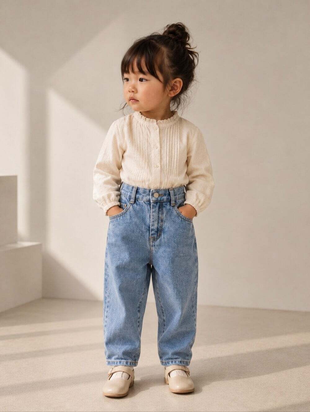 Vintage Esprit Kids Jeans 4 Light Wash High Rise Elastic Waist 90s Denim